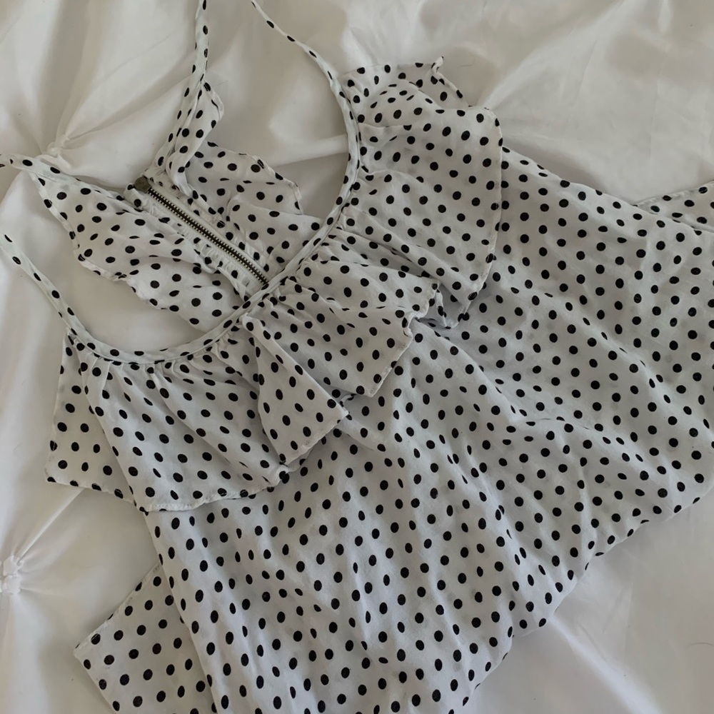 Black & White Polka Dot racer back Flowy Top